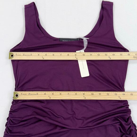 Naked Princess Women's Modal Ruched High Low Tank Dress Small Purple - Picture 11 of 14